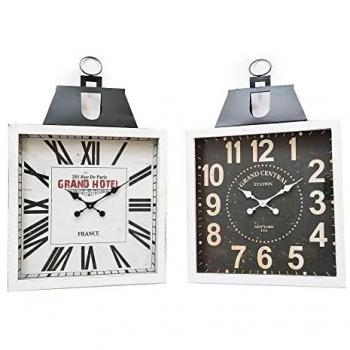 Reloj de Pared DKD Home Decor 60 x 6 x 89 cm Cristal Negro Blanco Hierro Tradicional Madera MDF (2 Unidades)
