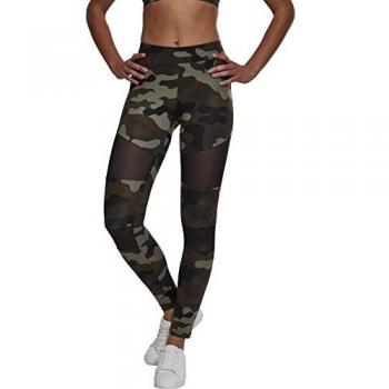 Urban Classics Women's Camo Tech Mesh Leggings - Woodland Black - XS to 5XL