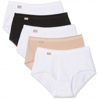 Playtex Coton Stretch Culotte Midi Lot De 5 Braga Alta, Blanc/Beige/Noir 04g, 42