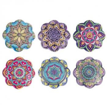 Imanes Decorativos Mandala 6U Gris Redondo 1x4x4cm