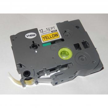 Cinta laminada compatible 12mm amarilla para Brother P-Touch 2710, 2730, 2730VP, 300, 300B, 300SP, 310, 310B, 320, 330 Sustituye TZ-631, TZE-631.