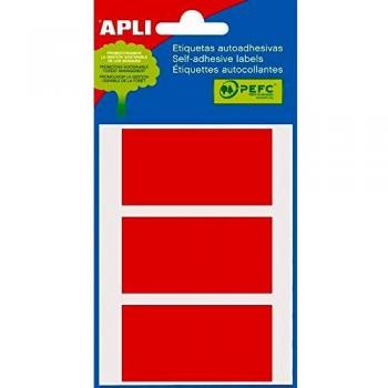 5 Hojas Etiquetas Color Rojo Rectangular 34 x 67 mm Apli 02073