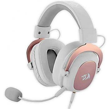 Redragon H510W Zeus 2 White - Auriculares Gaming con Cable - Audio de Alta Definición + Potentes Bajos - Cascos Blancos con Micrófono para PC, Móvil, PS4 - Sonido 7.1 Virtual