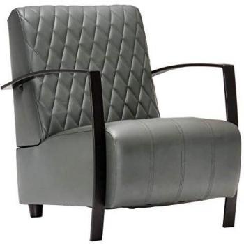 vidaXL Sillón Cuero Auténtico Gris 65x75x82 cm Taburete Banqueta Sofá Silla