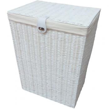 ARPAN Cesta Mediana de Almacenamiento para Ropa Sucia, Resina, con Forro extraíble y Tapa, Color Blanco