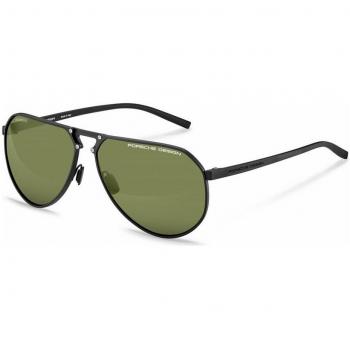 Porsche Design P8938 Polarized Men's Sunglasses, Matte Black with Green Lenses, Size 64 MM