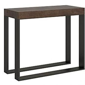 Consola extensible Elettra Small 90x40/196 cm con estructura de nogal antracita