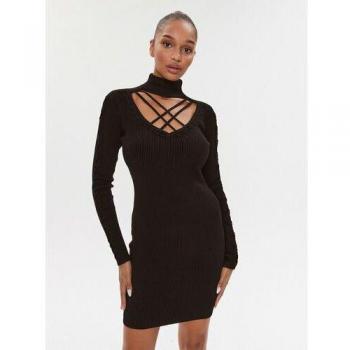Guess Cut-Out Mini Sweater Dress, Knitted Dresses, female, Black, Size: M Elegant Midi Dress