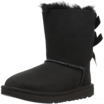 UGG Kids Bailey Bow II Classic Sheepskin Boots in Intense Black, Size 30