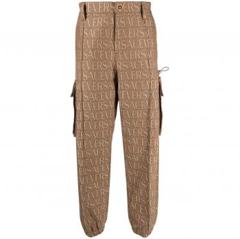 Versace Men's Cotton Blend Cargo Trousers in Beige, Size 48, Style Code: 10107291A07649, Color: 2N740, Cropped Trousers, Male, Brown, Size: M Informal Pant