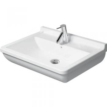 Duravit Starck 3 Rectangular Bathroom Sink 65x48.5 cm with Overflow and Single Faucet Hole, White