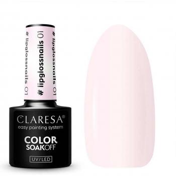 Claresa Esmalte Semipermanente Soak Off 01: Lip Gloss Nail - Esmalte de Uñas en Gel Tono 01, UV/LED, 5 g