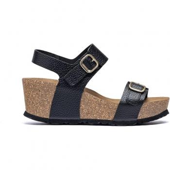 Sandalias de cuña Yokono Bari 301 - Sandalia cómoda de piel con hebillas decorativas