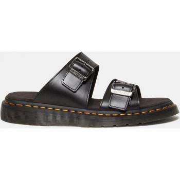Dr. Martens Josef Black Leather Buckle Slide Sandals for Men - Size 42