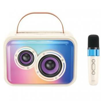 Altavoz Karaoke RGB 20W con Micrófono Inalámbrico, Bluetooth 5.3, Función TWS y Batería de 1800mAh - Color Blanco