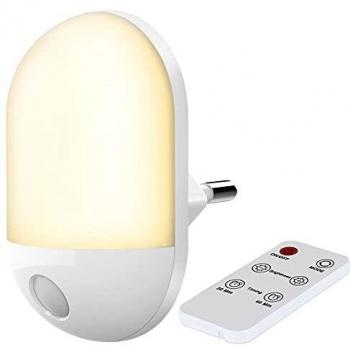 Luz Nocturna con Control Remoto, Luz Nocturna Para Niños con Temporizador, Luz Cálida y Luz blanca, 3 Brillos Ajustables, Luz Nocturna LED de para Habitaciones Infantiles, Dormitorios, Escaleras