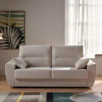 Sofá Cama Italiano Mónaco 3 Plazas 200x96cm Tela Antimanchas Color Beige con Colchón Visco Royal 96X200x102 Cm