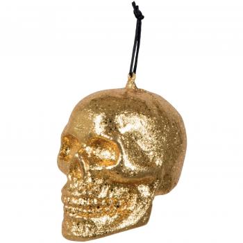 Boland 72008 - Figura decorativa cráneo brillo, decoraciones, alrededor de 10 x 8 cm, oro