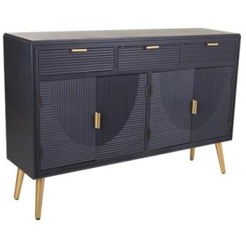 Aparador de Madera Gris Oscuro Art Deco con 4 Puertas y 3 Cajones 121.5x34x81.5 cm