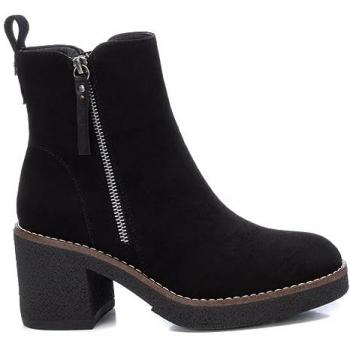 Botín Tacón Alto Gótico Refresh para Mujer, Color: Negro, Tallas: EU36 a EU41, Material: Antelina, Cierre de Cremallera