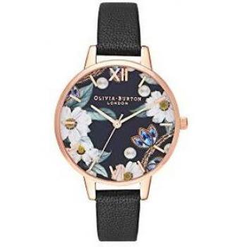 Olivia Burton Reloj de pulsera analógico cuarzo One Size, Negro, Negro