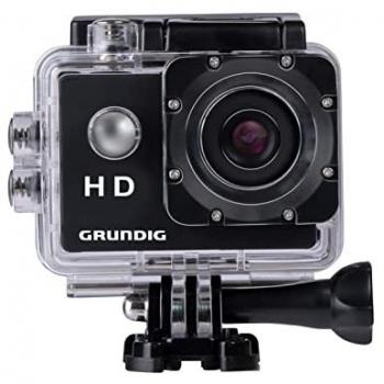 Cámara de Acción Grundig HD 720P, Sumergible hasta 30M, Pantalla LCD de 2, Incluye Accesorios, Detección de Movimiento, Color Negro