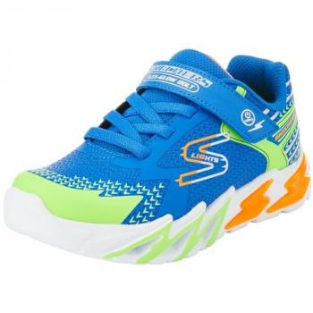 Zapatillas Skechers S Lights Flex-Glow Bolt para niño, tipo running bajas con luces, color azul real/multicolor