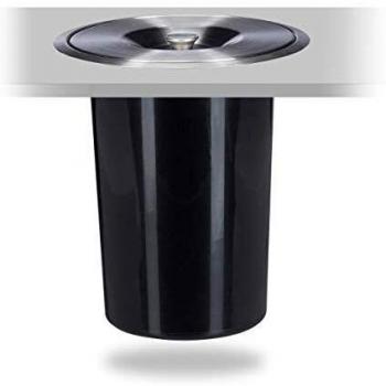 Cubo de Basura Empotrable Higiénico con Tapa para Residuos Orgánicos en Acero Inoxidable - 29,5x26,5cm, Plateado y Negro
