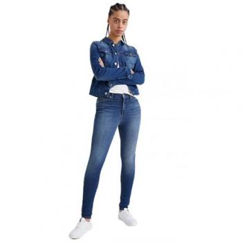 Tommy Jeans Women's Nora Mid Rise Skinny Jeans with Logo Badge & Embroidery in New Niceville Mid Blue