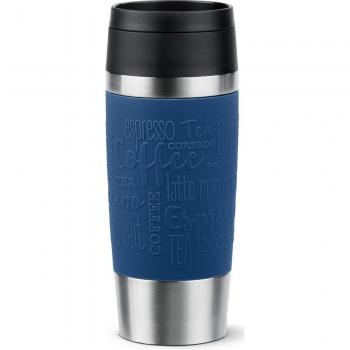 Taza Térmica Emsa Travel Mug Classic 0,36 L, Acero Inoxidable, 4h Caliente 8h Frío, 100% Dicha, Color Azul Oscuro