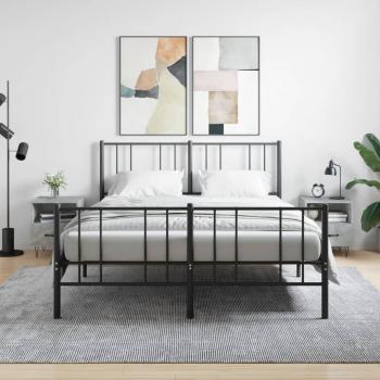 Mesita de noche 2 piezas de hormigón gris y madera multicapa 40x35x47,5 cm