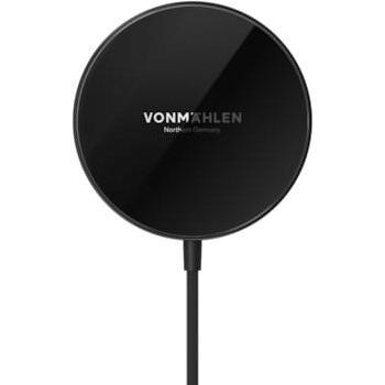 Cargador Inalámbrico Magnético Aura Mini de Vonmählen - 15W, Negro, Compatible con Todos los Dispositivos