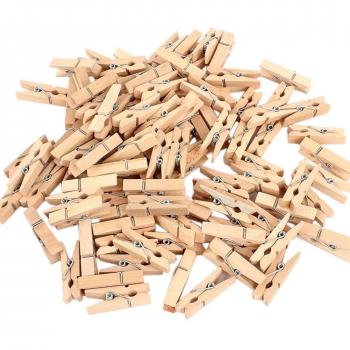 Kanggest 50pcs Mini Pinzas Madera Pequeñas Para Fotos Clips de Madera Decorativas Naturales Ropa Papel DIY Mini Fotos de Madera