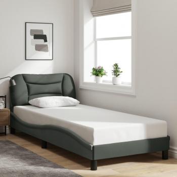 Cama solar con cabecero de tela gris oscuro 90x190 cm Vidaxl