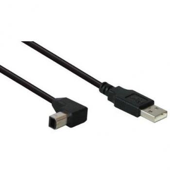 Cable USB 2.0 Tipo A a Tipo B Macho-Macho, 1m, Acodado, Apantallado, Negro