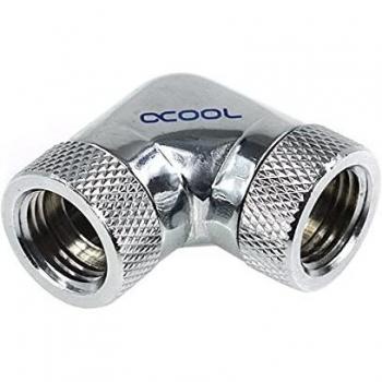 Alphacool Chrome 90° L-Connector - G1/4 Rotatable - Dual Female Thread Water Cooling Fitting