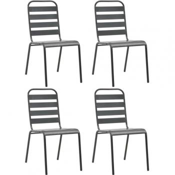 vidaXL Outdoor Chairs 4 pcs Slatted Design Steel Dark Grey