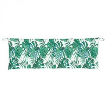 Cojín de banco de jardín tela Oxford 150x50x7 cm, color antracita, gris, rojo y estampado hojas, cojín decorativo de asiento para muebles de salón y patio