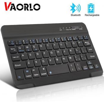Teclado Mini Inalámbrico Bluetooth Vaorlo para iPad, Teléfono y Tableta con Teclas de Goma, Recargable para Android, iOS y Windows
