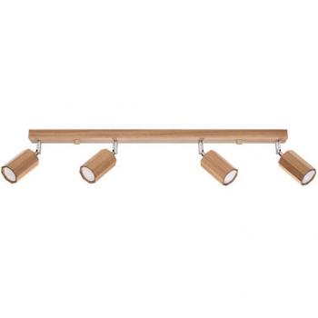 Aplique de techo Zeke 4 en acabado roble con portalámparas GU10 para iluminación interior LED