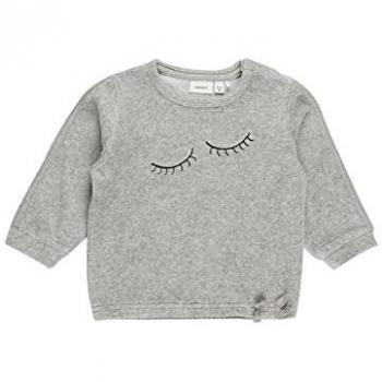 NAME IT Camiseta Manga Larga BEBÉ Niña 74, Grey Melange