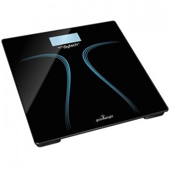 Sytech SYBS525 Báscula de Baño Digital Cristal Templado Negro