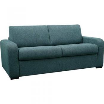 Sofá Cama de 3 Plazas en Tela Tipo Italiano Azul BEVIS con Colchón de 14 cm