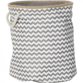 Cesta de Almacenamiento en Poliéster y Yute con Diseño Zigzag, Ideal para Decoración del Hogar