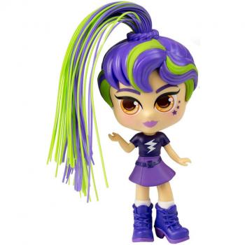 Muñeca Curligirls Charli - Pop Star con Cabello Mágico de Color Púrpura y Verde, 14 cm