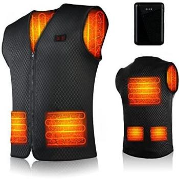 SHAALEK Chaleco Calefactable Hombres Con Bateria Moto,Chaqueta Calefactable Chaleco Calefactable USB De 10000mAh ,Chaleco Calefacción Para Senderismo, Caza, Motociclismo