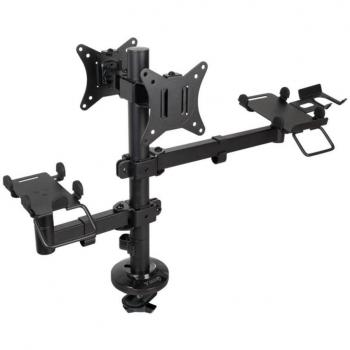 TooQ TQPM0002 Soporte de Mesa para 2 Monitores/TPV/Impresora/Terminal/Lector, Compatible con VESA 100x100, Carga Máxima 9kg por Brazo