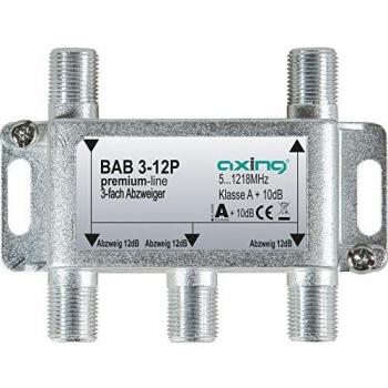 Divisor de TV Axing BAB 3-12P, 3 vías, 12 dB, frecuencia 5 - 1218 MHz