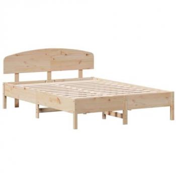 Estructura de cama con cabecero, madera de pino blanco, 150x200 cm