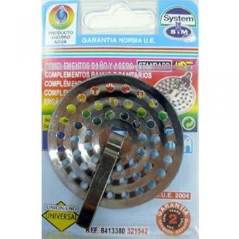 S&M Rejilla acero inoxidable grande para desagüe de fregadero de cocina con pinza Ø80 x 50 mm